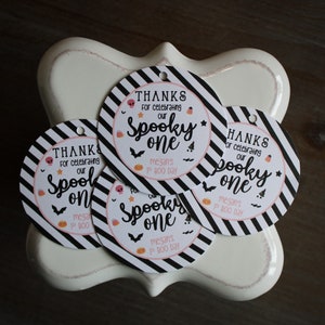 Spooky One Birthday Girl Party Favor Bag Tags • Halloween Birthday ...