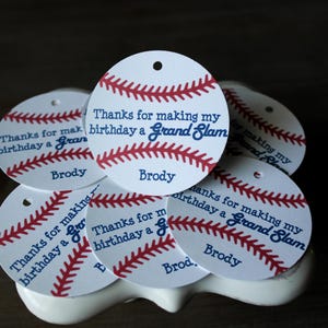 Grand Slam Baseball Birthday Party Favor Tag