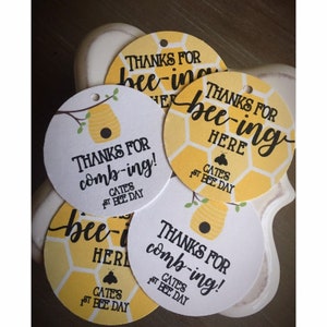 Thanks for BEEing Here/Combing Party Favor Tags - Bee Theme Tags