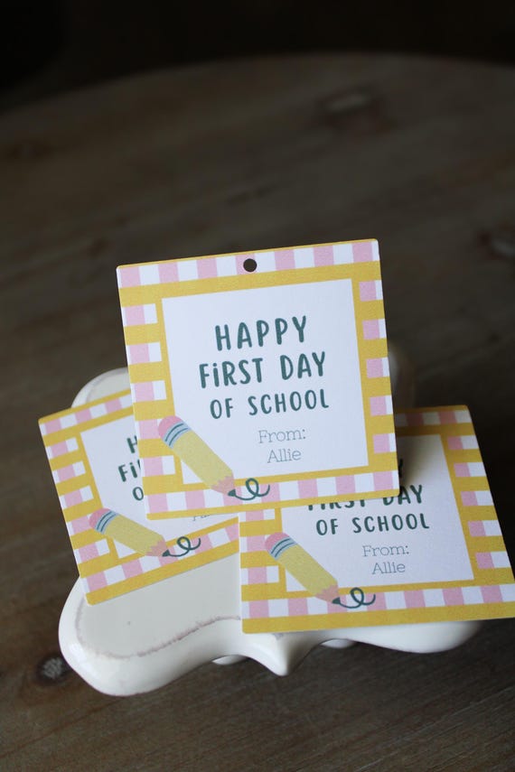 Happy First Day of School Gift Tags | Personalized School Favor Tags | Pencil Gift Tags | Back to School Tags | Printed Tags
