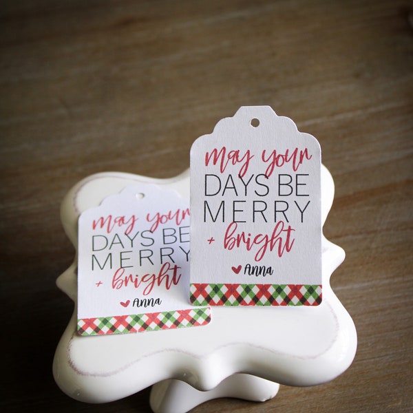 Merry and Bright Christmas Tags •  Christmas gift tags • May your days be merry • Holiday gift tag
