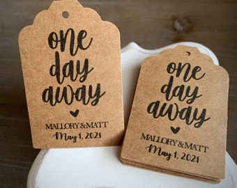 One Day Away Wedding Tags • Rehearsal Dinner Favors and Silverware Tags • Wedding favor tags | Silverware Tags