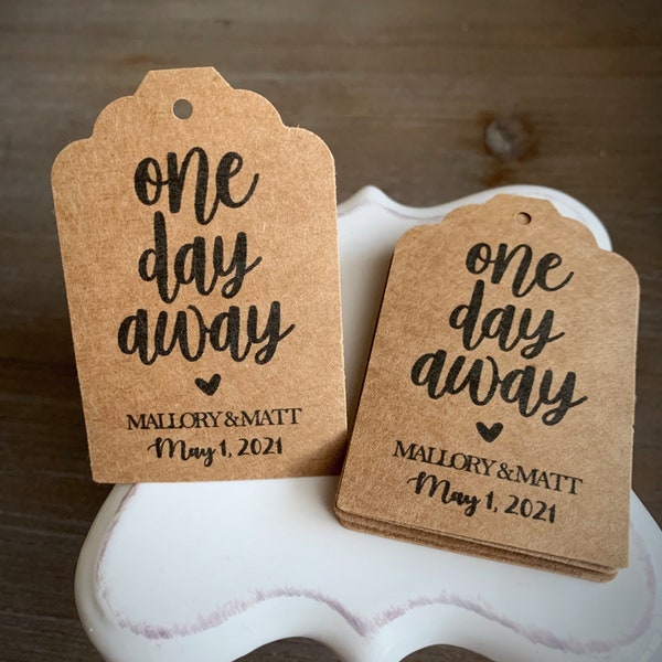 One Day Away Wedding Tags • Rehearsal Dinner Favors and Silverware Tags • Wedding favor tags | Silverware Tags