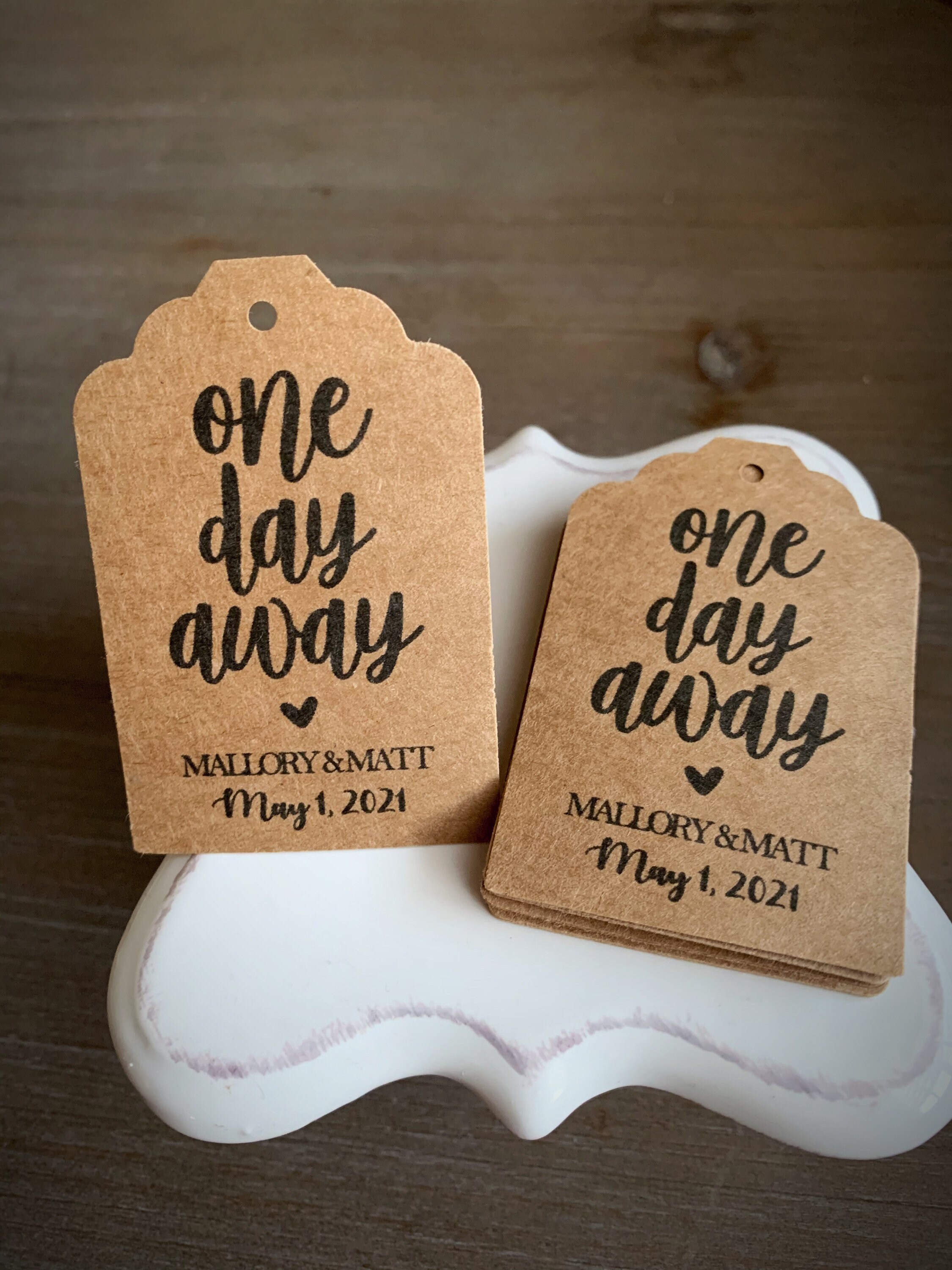One Day Away Wedding Tags • Rehearsal Dinner Favors and Silverware Ta…