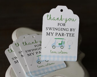 Golf Birthday Favor Tags - Par-Tee Thank You Tags - Swinging By My Partee - Golf Cart Party Favor Tags - Boy Golf Birthday