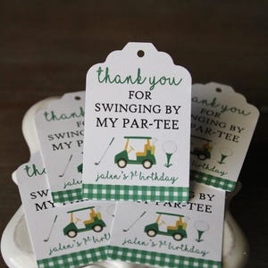 Golf Birthday Favor Tags - Par-Tee Thank You Tags - Swinging By My Partee - Golf Cart Party Favor Tags - Boy Golf Birthday image 3