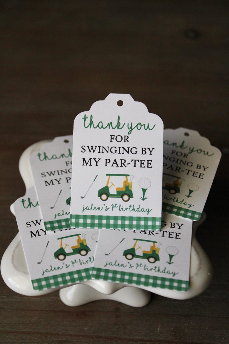 Golf Birthday Favor Tags - Par-Tee Thank You Tags - Swinging By My Partee - Golf Cart Party Favor Tags - Boy Golf Birthday image 3