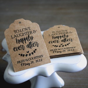 To love laughter and happily ever after • Rehearsal Dinner Favors and Silverware Tags • Wedding favor tags | Silverware Tags