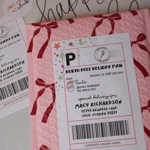 North Pole Shipping Label • Christmas Elf Arrival Printable • Personalized Santa Delivery Label • Canva Template • Digital Download