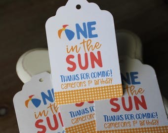 One in the Sun Birthday Tag, First Birthday Favor Tag, Summer Birthday Party Favor