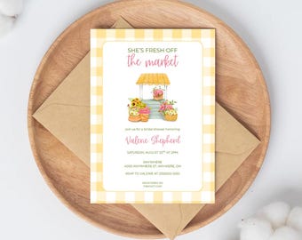 Faire-part de fête nuptiale de marché — Modèle canevas éditable | Téléchargement instantané