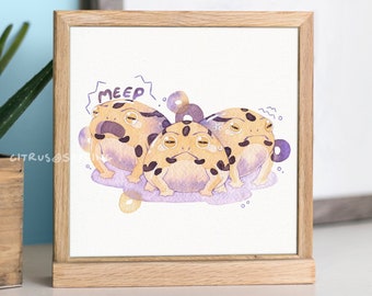 Watercolour Desert Rain Frog Print 6" Square Illustrated Poster | Cute Animal Wall Décor Unique Amphibian Painting Frog Lover Gifts