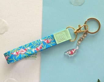 Cherry Shrimps Lanyard Keychain With Charm, Mini Lanyard Key Fob Wristlet For House Car Keys