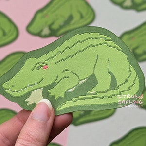 Ferro de crocodilo em remendo para jaquetas, remendo de apliques tecidos, remendos de animais fofos, presentes de herpetologia