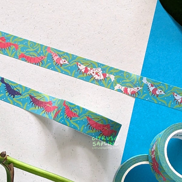 Cherry Shrimps Washi Tape | Cute Shrimp is Bugs | Planner Journal Scrapbook Stationery Tape