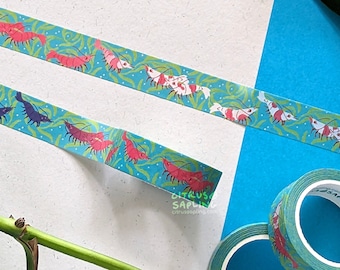 Cinta washi de camarones cereza / Lindos camarones con insectos / Planificador, diario, álbum de recortes, papelería