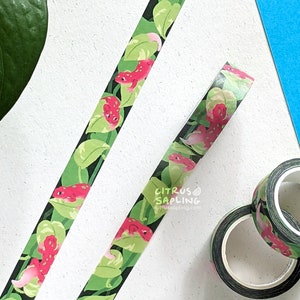 Taśma Washi z gekonami lamparcimi w pionie | Urocze gady jaszczurki domowe | Planer dziennika, notatnik, taśma piśmiennicza
