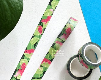 Leopard Geckos Washi Tape Vertical | Cute Reptile Lizards House Plants | Planner Journal Scrapbook Stationery Tape