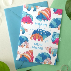Einsiedlerkrebs Happy New Home Karte A6 Grußkarte | Multi-Pack verfügbar | Recycelte Karte & Umschlag, plastikfrei