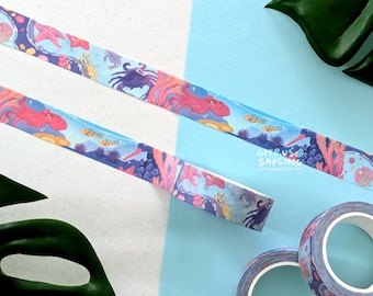 Rock Pool Washi Tape, Tide Pool Sea Creature Planner Journal Scrapbook Stationery Tape