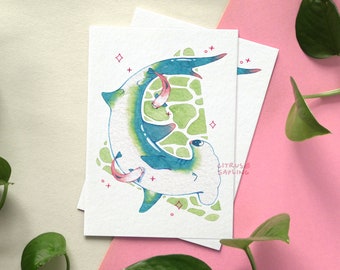 Cartolina squalo martello A6 illustrata piccola stampa artistica/Snail Mail Pen Pal Card