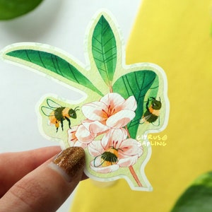 Naklejka Bumblebee Blossom Matowa Wodoodporna Winylowa | Naklejki Na Notebooka Laptopa Butelkę Wody