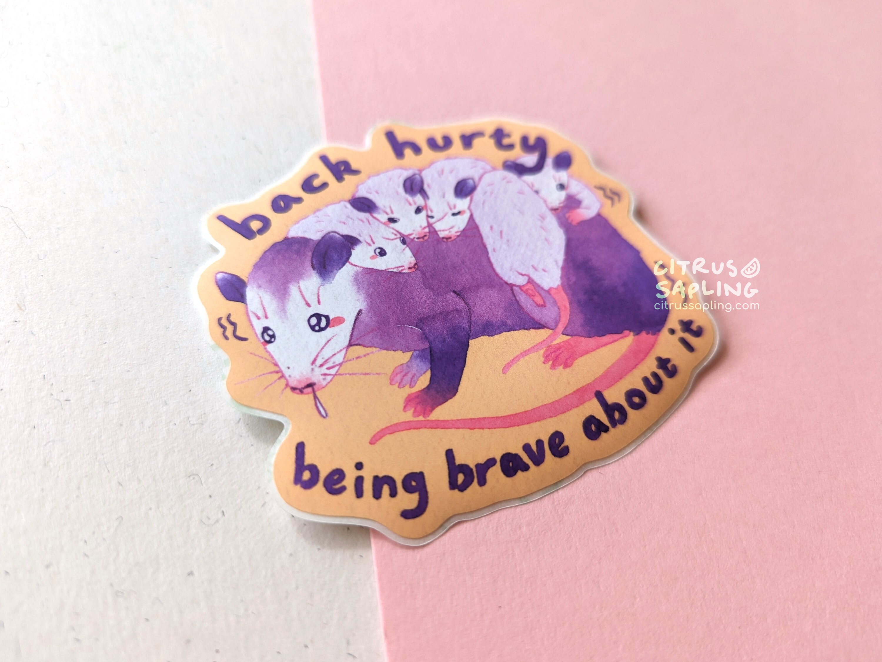 Back Hurty Opossum Sticker Matte Waterproof Vinyl | Notebook Laptop ...