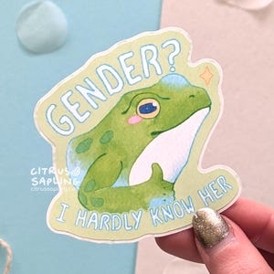 性別は？ ハードリー・ノウ・ハー・フロッグ ステッカー マット 防水ビニール ノートパソコン ウォーターボトル ステッカー