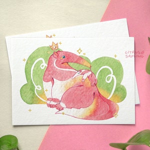 Cartão postal do tamanduá-bandeira A6 ilustrado com pequena impressão artística | Cartão de correspondência de caracol