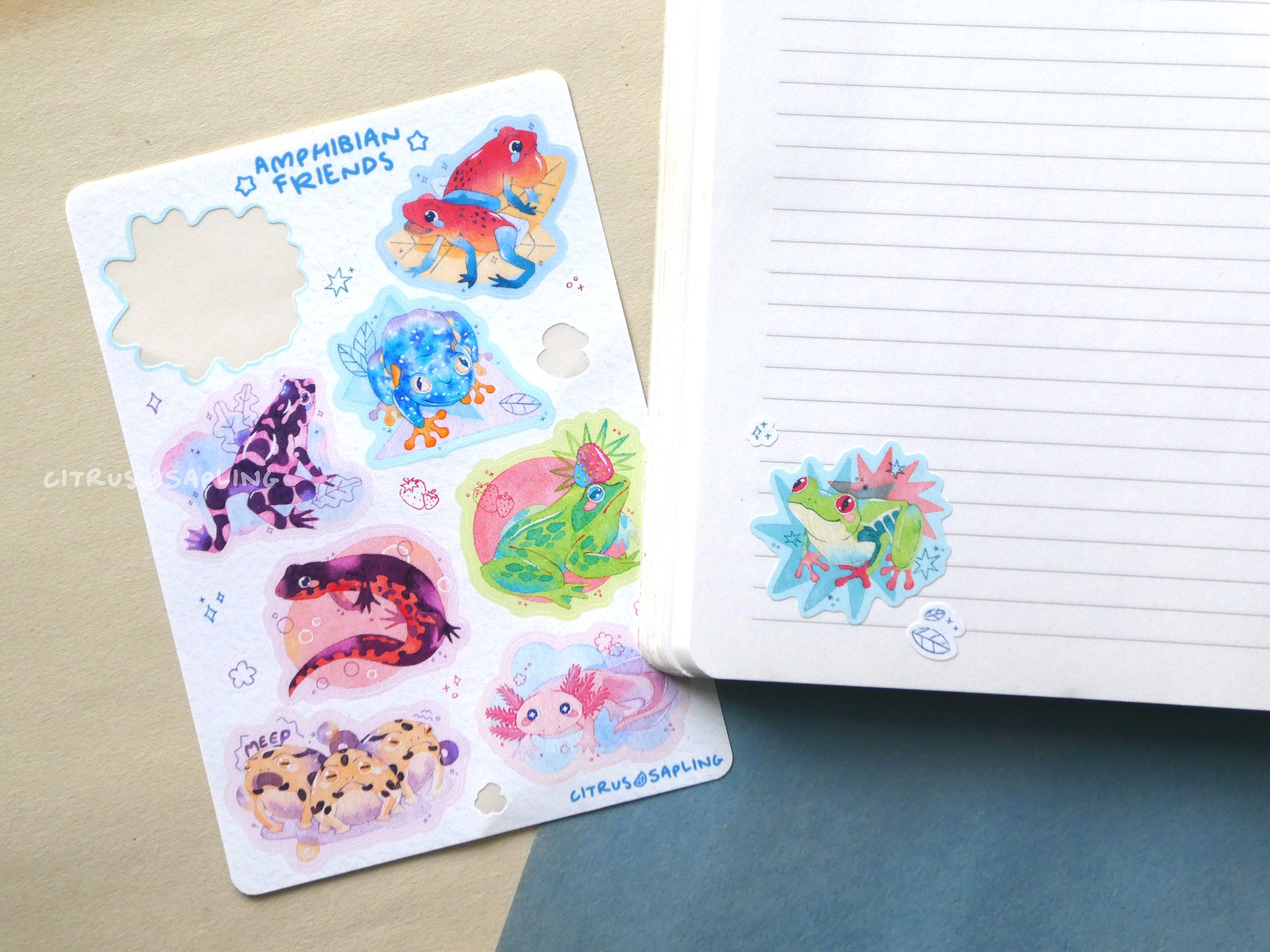 Frogs Sticker Sheet A6 Matte Waterproof Vinyl Amphibian | Etsy