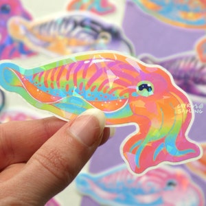 Pride Cuttlefish Sticker Holo glanzend waterdicht vinyl | Stickers laptop laptop bidon