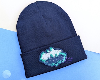 Coelacanth Cotton Beanie, Navy Blue Adult Knitted Winter Hat