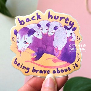 Back Hurty Opossum-sticker mat waterdicht vinyl | Stickers laptop laptop bidon