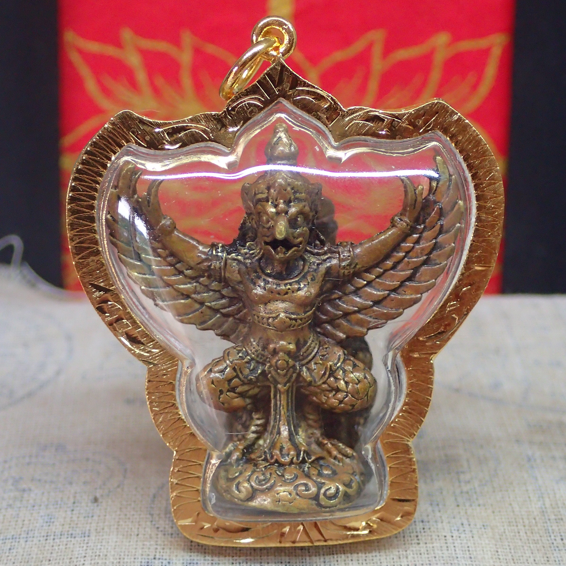 Garuda Thai Brass Talisman in Case Amulet Phaya Krut Buddhism Etsy