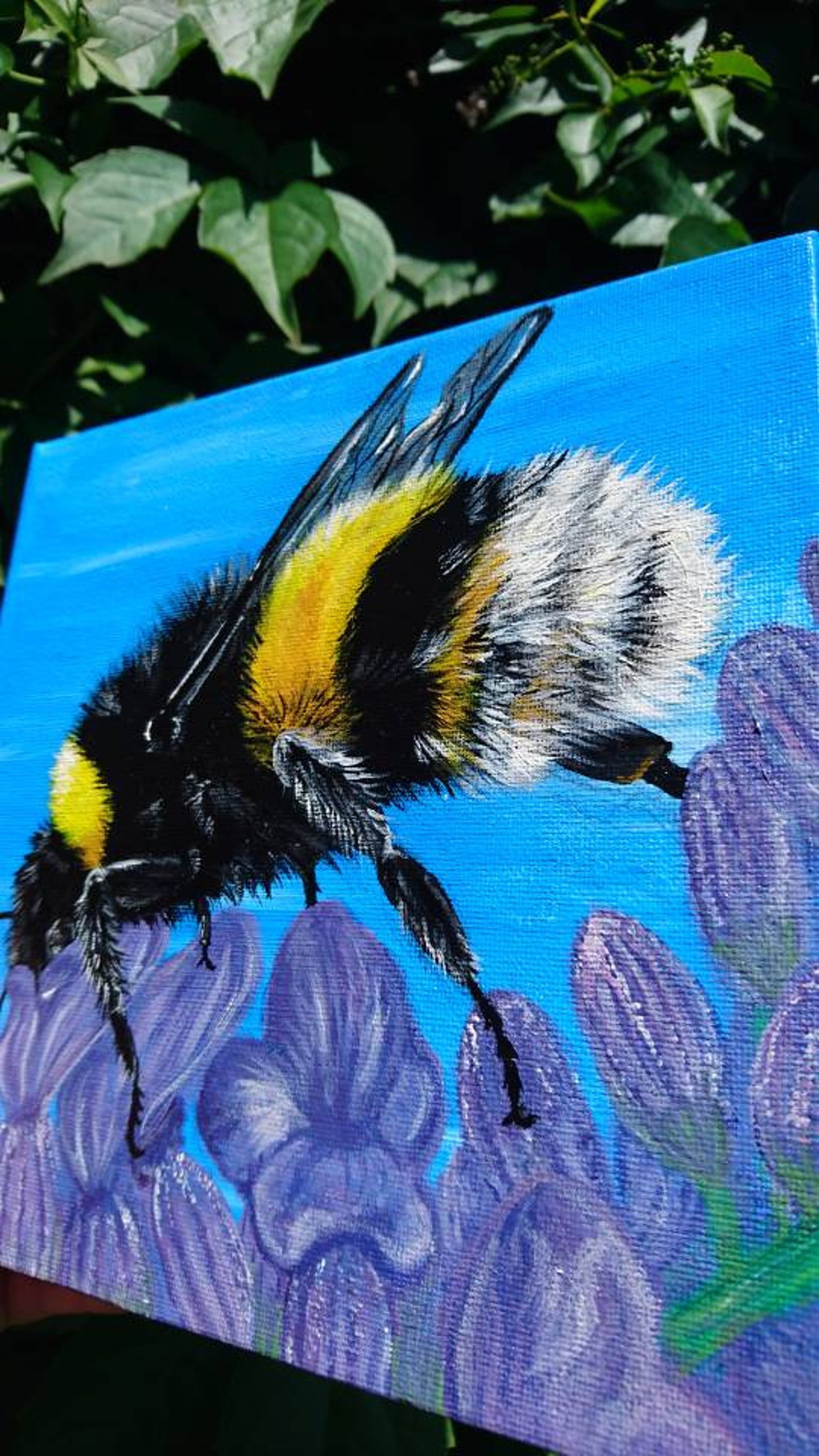 Original Bumble Bee Painting / Acrylic Bee Canvas / Original Canvas ...
