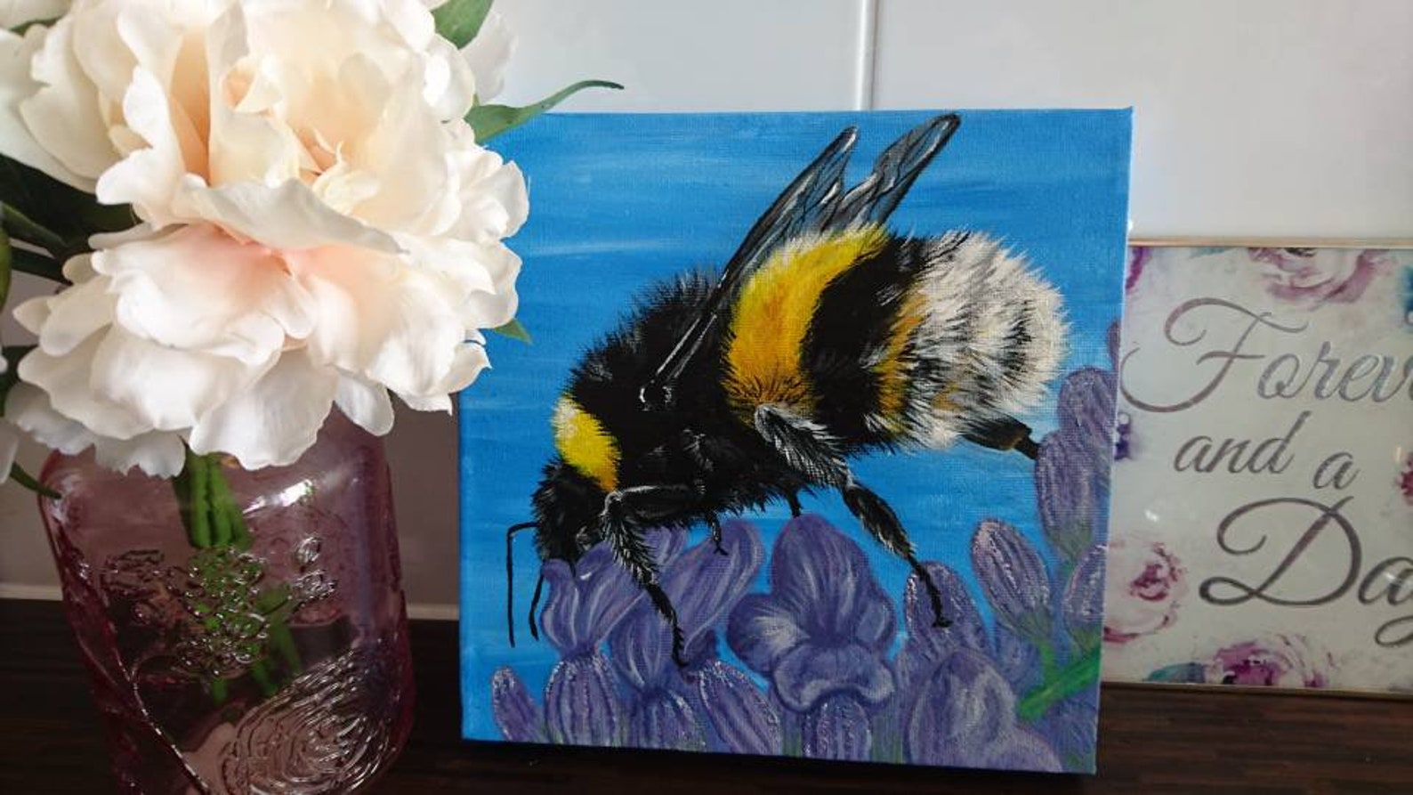 Original Bumble Bee Painting / Acrylic Bee Canvas / Original Canvas ...