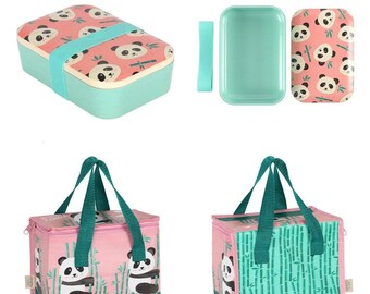 panda backpack and lunchbox