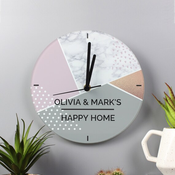 Orologio da parete geometrico in vetro personalizzato Orologio  personalizzato Marmo Grigio Rosa Design Orologio da parete Orologio da  parete rotondo per il lavoro domestico -  Italia