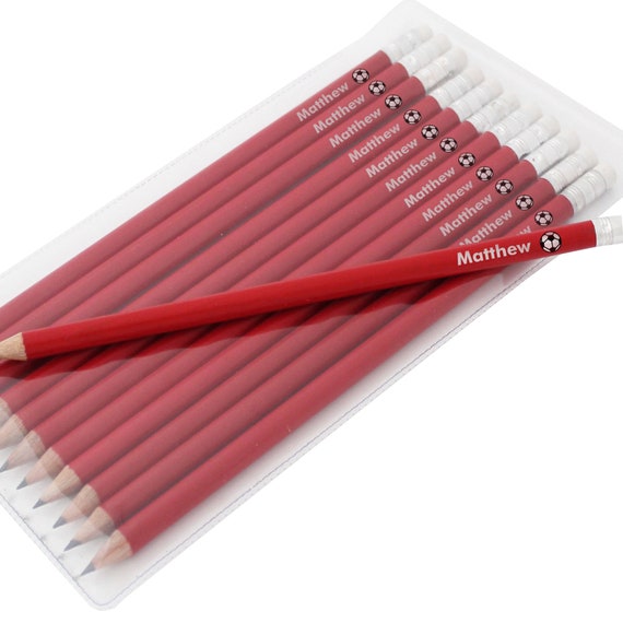 Crayons rouges personnalisés avec gomme Tout nom Crayon avec caoutchouc à  la fin Crayons pour lécole Red Football Kids Pencils -  France