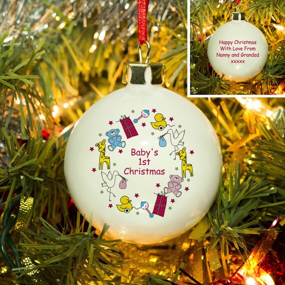 personalised 1st christmas baubles
