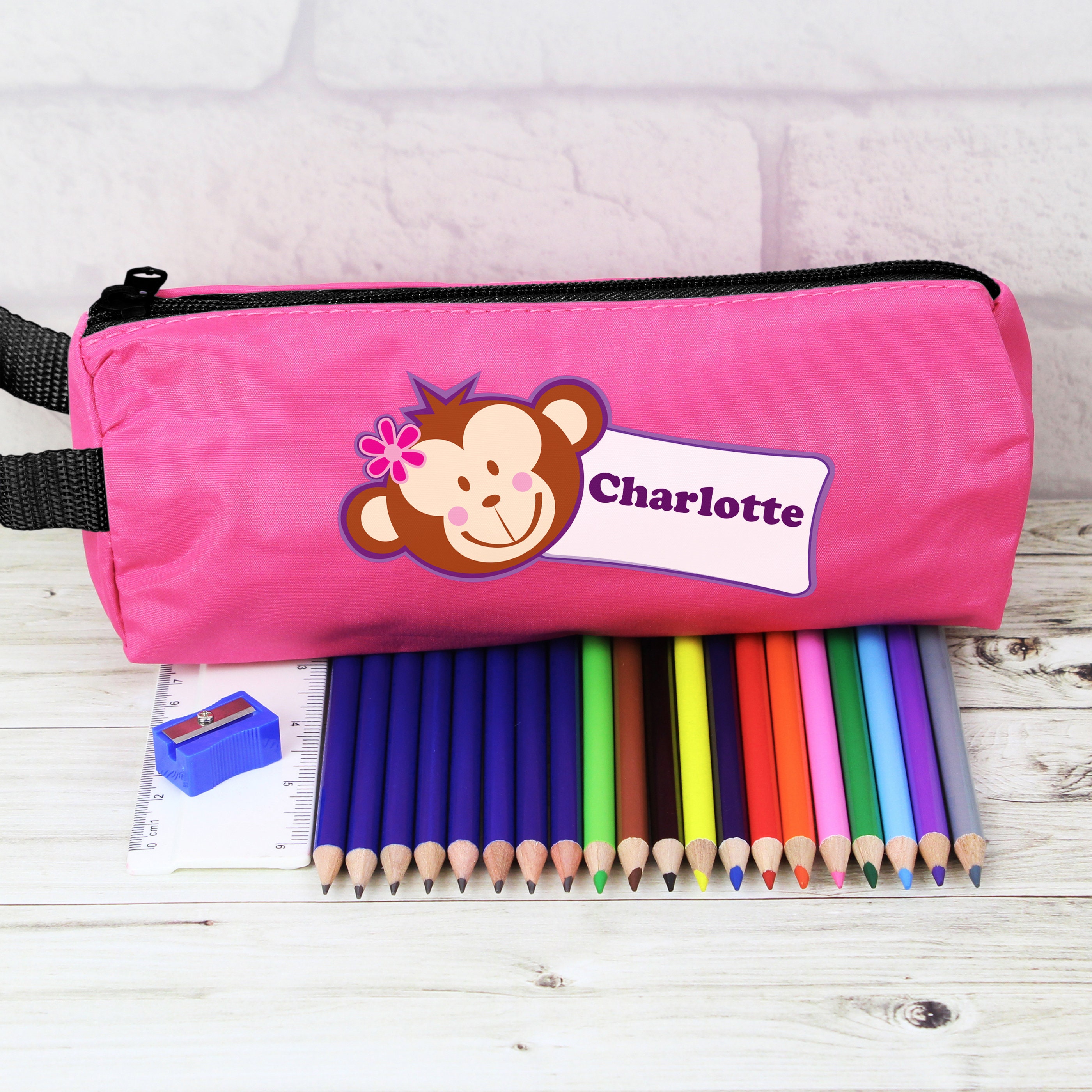 Personalised Girl s Pink Pencils Case Set for School 23PC