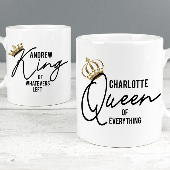 Mug Couple Personnalisé Set Mugs Prénom Cadeau pour D'anniversaire - L