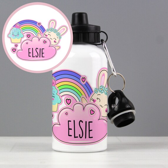 Personalised Girls 400ml Water Bottle Kids Water Bottle for School Children Water  Bottles Rainbow Girls Water Bottle for School 