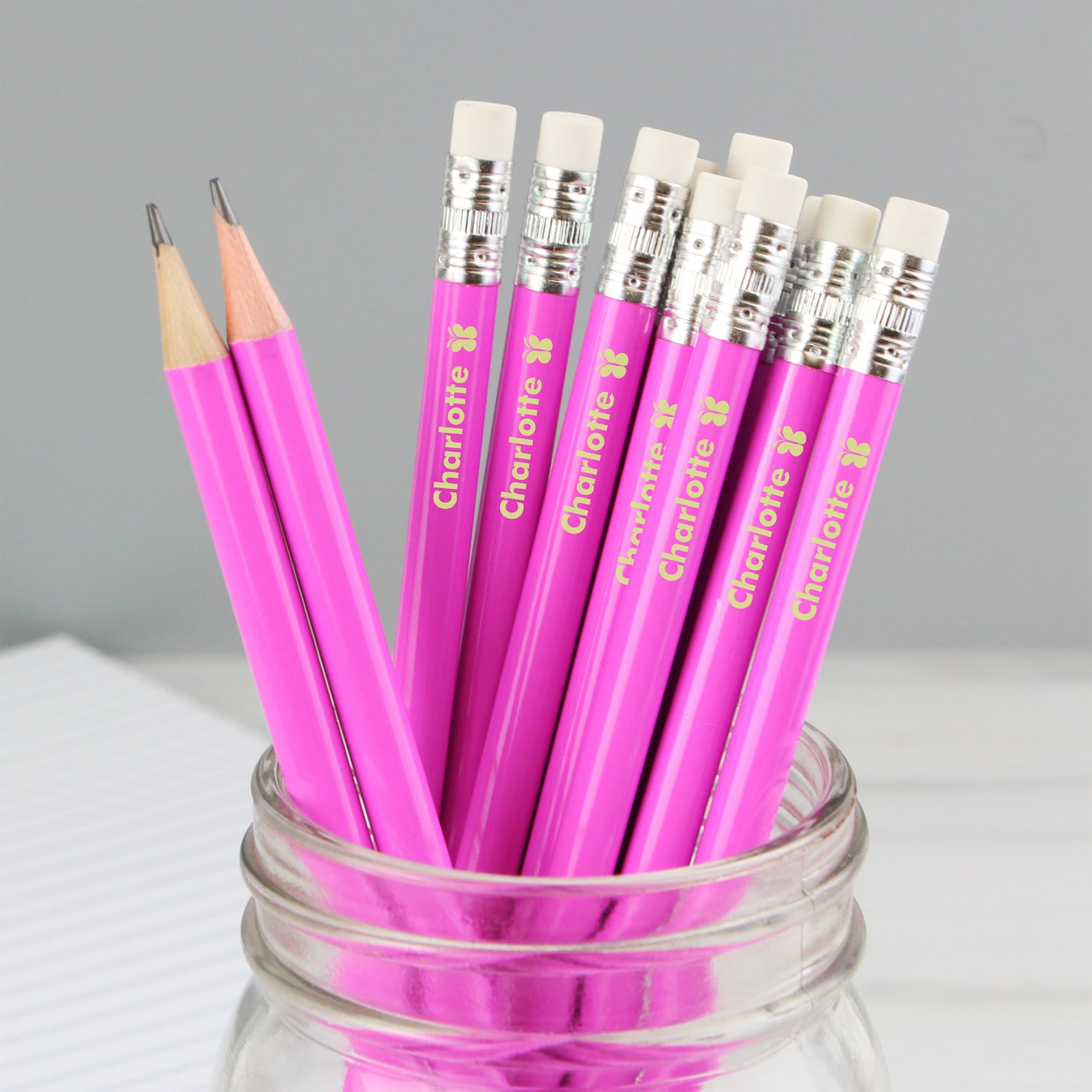 Personalised Pink Pencils With Eraser Any Name Pencil Etsy 