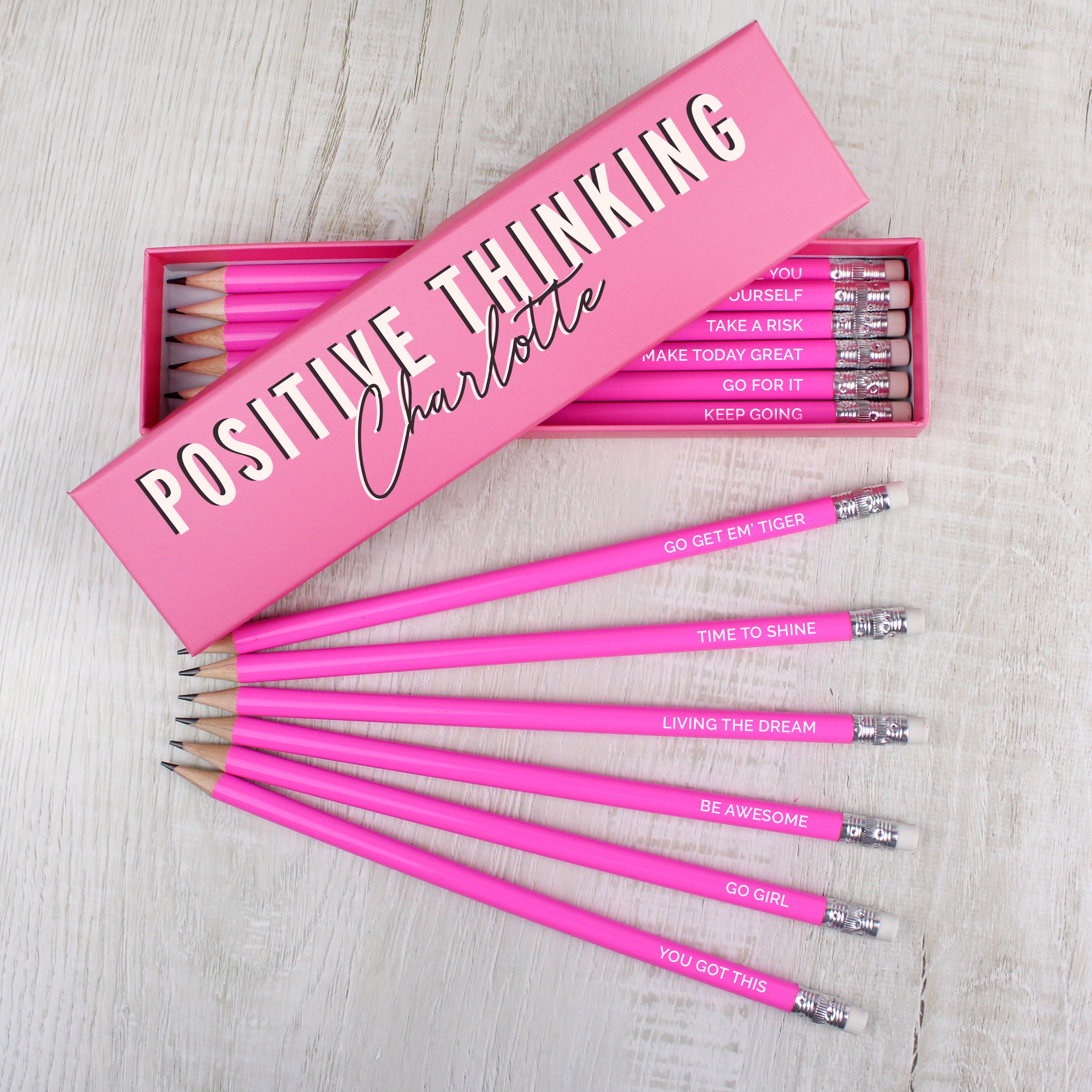 FOCUSED & FABULOUS Pencils. - Set of 12 - Colors available: Deep, Regular &  Pastel Pink - Fun Cute Pencils. Gifts for Her. Back to school supplies.