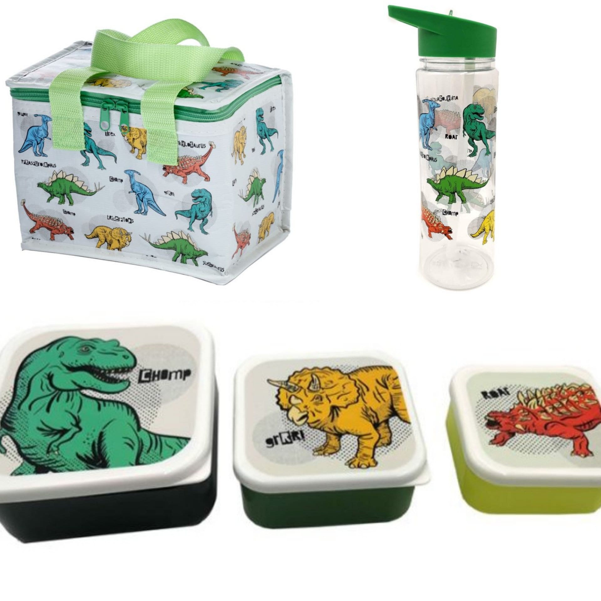 5PC Dinosaur Lunch Box Set for Kids, Prehistoric Dinosaur Cool Lunch Bag X3  Lunch Snack Boxes, Water Bottle, School Boys Girls Options 