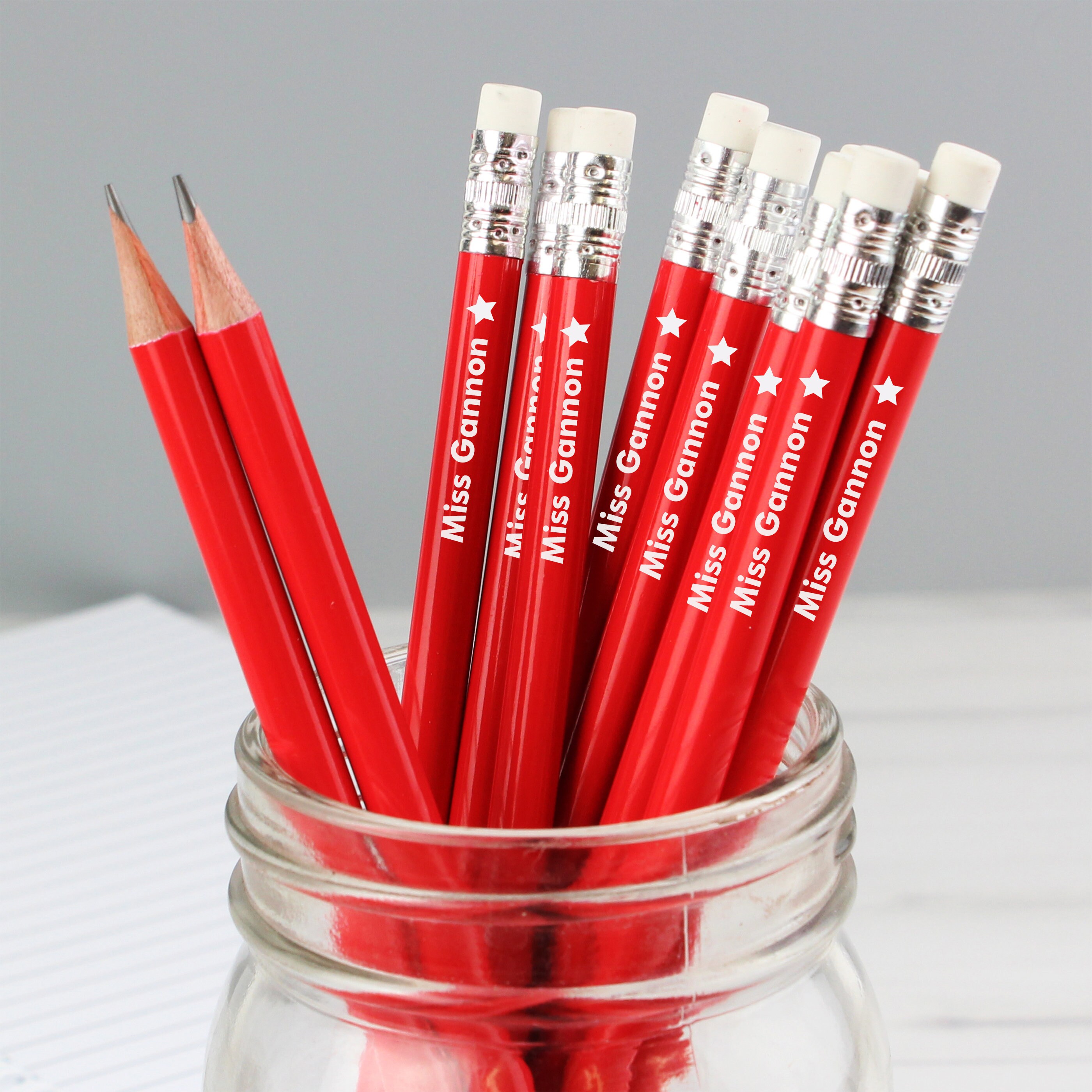 Personalised Pencils for School Red Pencils With Eraser Etsy UK