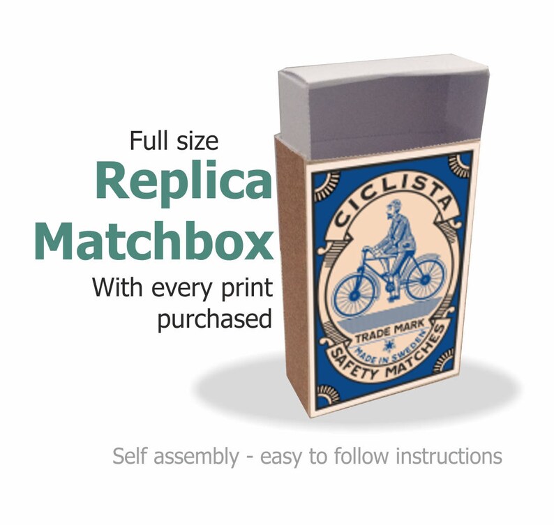 Swedish Cycling Matchbox Label Print Blue + Replica Matchbox - Etsy