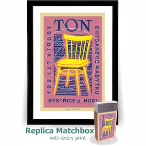Czechoslovakia Chair Matchbox Print + Replica Matchbox