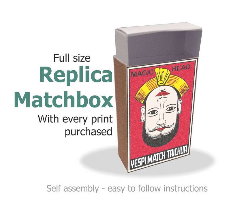 Matchbox Head Razor Magic Head Indian Matchbox Art Print + Replica Matchbox - Etsy